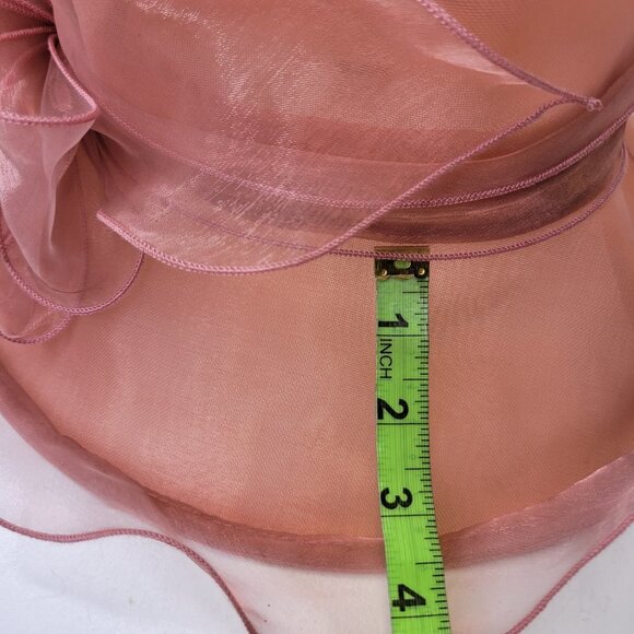 Dusty Rose Dress Hat Pink Organza Packable Ruffles Frilly Wedding Hat - Picture 13 of 15